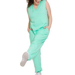 Zenana Sleeveless Harem Jumpsuit – Mint, 100% Cotton, Midweight, Pockets